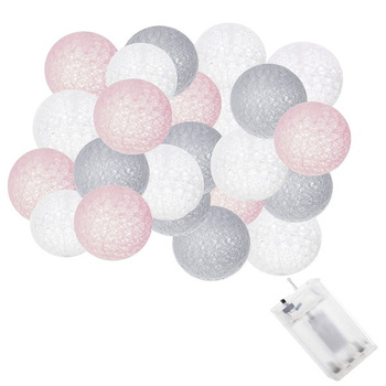 Lichterkette Cotton Balls mit 30 LEDs 6 m  batteriebetrieben Indoor Warmweiß