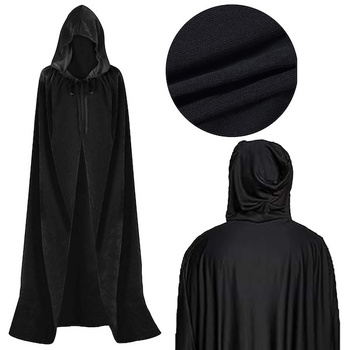 Halloween Cape à Capuche en Noir 158 cm