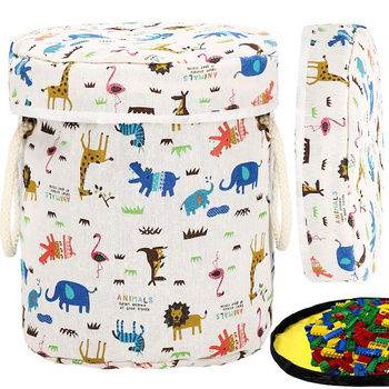 Sac de rangement pour jouets avec tapis et couvercle 27 litres