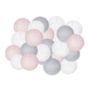 Boules de coton 20 kul lampes décoratives 20 balles LED Gris rose blanc