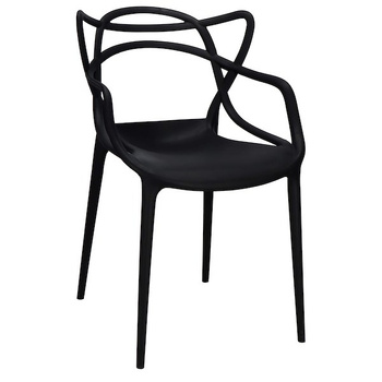 Moderner Stuhl mit dekorativer Rückenlehne schwarz