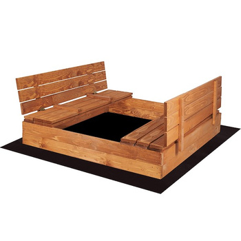 Kinder-Sandkasten Sandkasten mit Sitzbänken 180 x 180 cm imprägniert inkl. Bodenvlies