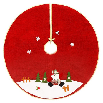 Weihnachtsbaumteppich runde Matte mit Applikation 90 cm rot