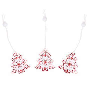 Décoration de sapin de Noël en bois de 5 cm, décoration suspendue de Noël pour sapin en 3 pièces, blanc.