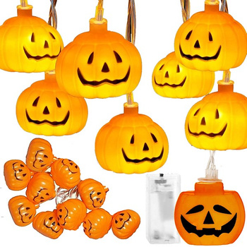 Décoration lumineuse LED pour Halloween Guirlande de citrouilles 10 LEDs