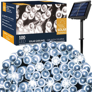 LED-Solar-Lichterkette à l'extérieur 100 LEDs 12 m Blanc froid