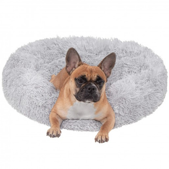 Lit pour chien 50 cm Gris Rond en Fausse Fourrure