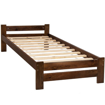 Lit simple avec sommier à lattes Matelas 90 x 200 cm marron