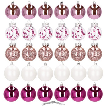 Boules de sapin de Noël en perles de plastique confettis 30 pièces, rose