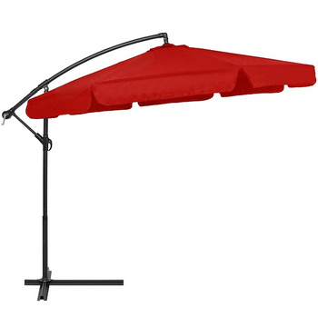 Parasol de jardin Parasol déporté avec manivelle incluse et housse Rouge