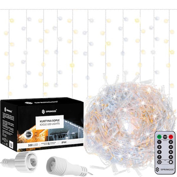 Rideau léger 500 Garland LED, lampes intérieures icaille blanche chaude + blanc froid