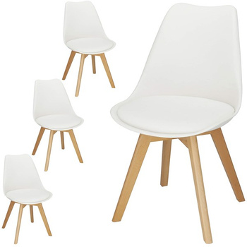4-er-Set Küchenstühle Esszimmerstühle mit Holzbeinen Retro Design weiß
