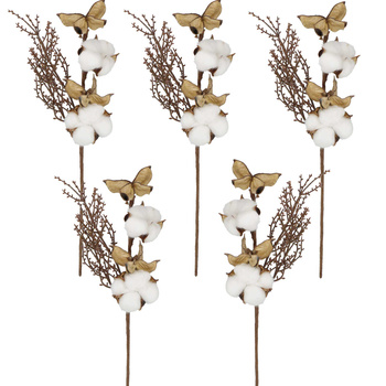 5 Pièces de Branches de Coton Artificielles Déco 37 cm