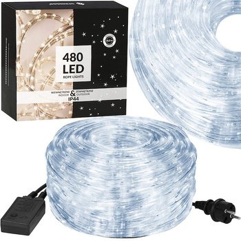 LED-Light Rope Cold White Diodes 21.5m 8 Functions for Outdoor