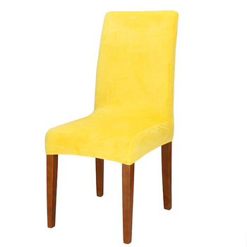 Housse de chaise courte en velours jaune de protection de chaise