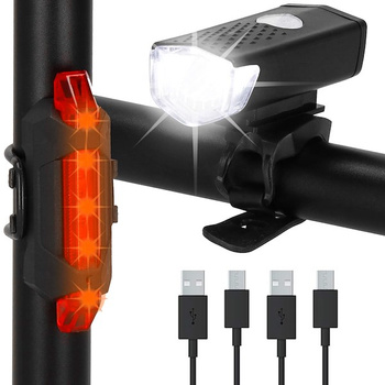 Éclairage avant et arrière pour vélo Ensemble de lumières de vélo Câble USB Batteries