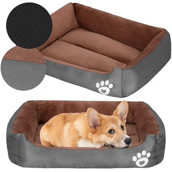 Place de couchage pour animaux de compagnie avec bord surélevé taille XL marron-gris