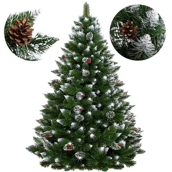 Sapin de Noël artificiel Pin de diamant Neige artificielle vraies pommes de pin 120 cm