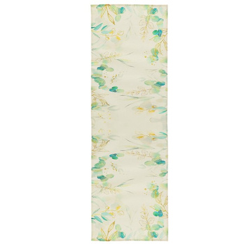 Chemin de table motif feuille 32 x 180 cm Lin beige