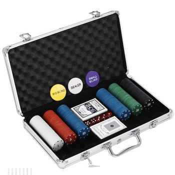 Pokerset 300 jetons 2 jeux de cartes 5 dés inclus valise