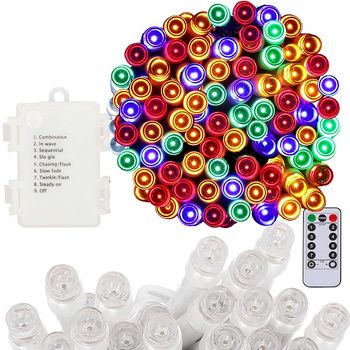 Chaîne de lumières LED, 100 LEDs, 8 fonctions, 10,5 m, Batterie