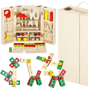 Boîte à outils en bois pour enfants 32 pièces.