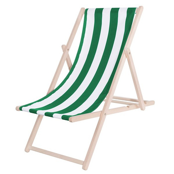 Chaise longue en bois massif Transat pour jardin et balcon Système de sécurité vert-blanc