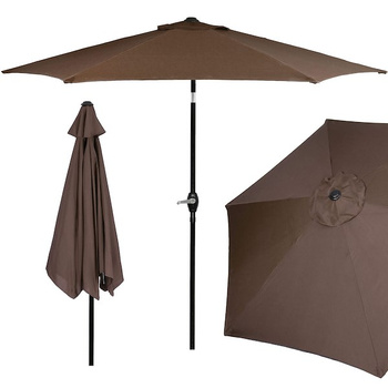 Parasol, fonction d'inclinaison, système de manivelle, envergure de 250 cm, marron