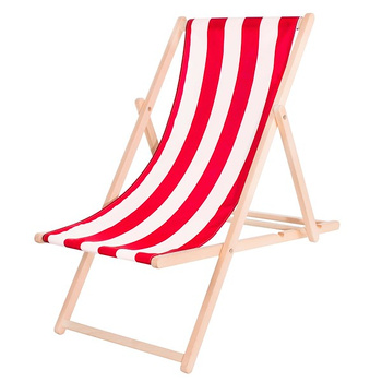 Chaise longue transat en bois massif rouge et blanc