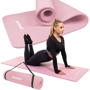 Yoga-Matte, 183 cm lang, rosa, mit Tragegurt