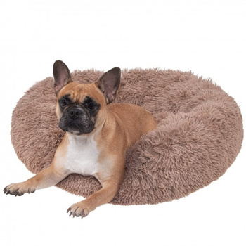 Hundebett Liegeplatz Durchmesser 80 cm Hellbraun Rund Langhaar