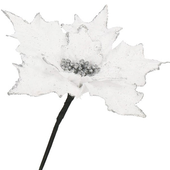 Étoile de Noël, Poinsettia en blanc, 26 cm, Fleur artificielle