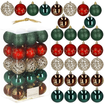 Boules de Noël en plastique 30 pièces diamètre 6 cm