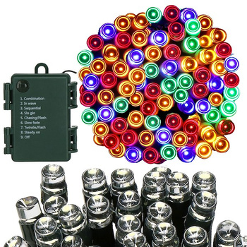 Chaîne lumineuse LED 5,5 m alimentée par batterie 50 LED 8 modes multicolores