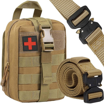 Sac de hanche pour premiers secours avec ceinture tactique incluse - Kaki