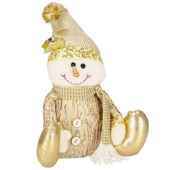 Figurine décorative de bonhomme de neige 35 cm dorée