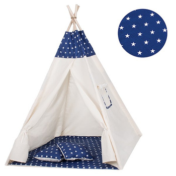 Tente Tipi pour enfants avec tapis de sol, 2 coussins, motif étoilé