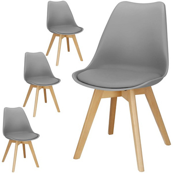 4-er-Set Küchenstühle Esszimmerstühle mit Holz grau