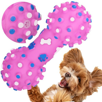 Jouet pour chien en forme d'os avec squeaker et picots 16 cm