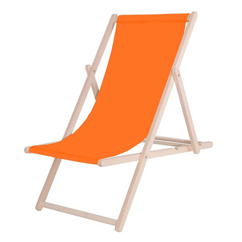 Chaise longue, transat de jardin, en bois, pliable, orange