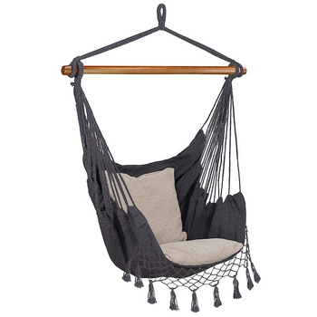 Hanging chair Brazil hanging chair with cushion macrame design gray