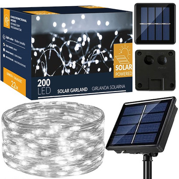 LED-Solar-Lichterkette à l'extérieur 200 LEDs 22 m Blanc froid