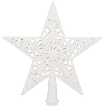 Weihnachtsbaumspitze Stern Ornament 21 cm weiß durchbrochenes Design