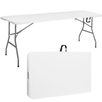 Table de fête Table de banquet Poignée de transport 240x75x75 cm pliable blanc