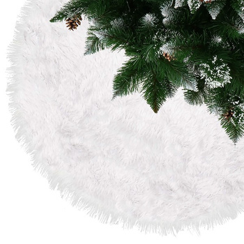 Tapis de sapin de Noël 115 cm rond blanc