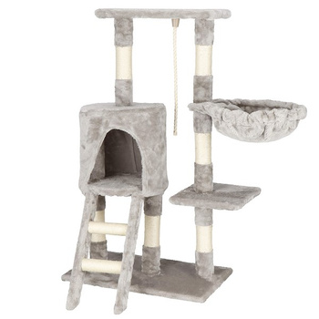 Arbre à chat avec plateforme de repos, maison pour chat et corde à jouer 96 cm gris clair/gris