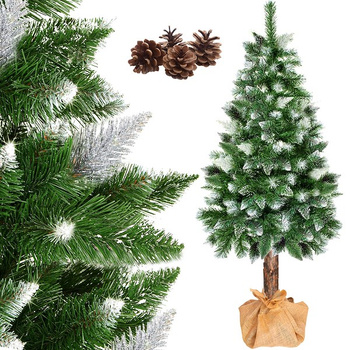 Weihnachtsbaum 220 cm Diamantkiefer mit Naturstamm Winter-Optik Naturzapfen