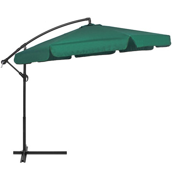 Parasol de jardin déporté avec manivelle et housse incluse vert