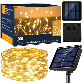 LED-Solar-Lichterkette à l'extérieur 200 LEDs 22 m Blanc chaud