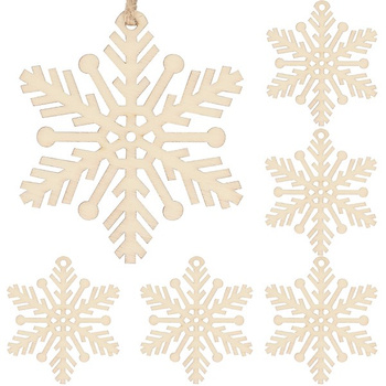 Christbaumschmuck, Schneeflocke, Anhänger, 6 Stk.,  Holzschmuck